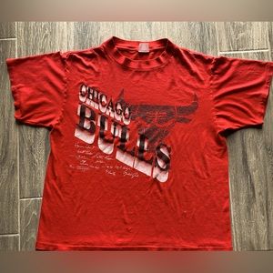 Vintage Chicago Bulls Team Single Stitched Red Tee Shirt Size Large 🐂 88-89